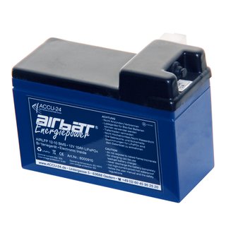 AIRBATT Energiepower LiFePO4 12,8V 10Ah Versorgungsbatterie Polabdeckung mit 10A-Sicherungsautomat und Tyco-Anschluss (Stecker) Seitlich Rechts ASG29