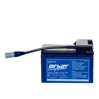 AIRBATT Energiepower LiFePO4 12,8V 10Ah Versorgungsbatterie Polabdeckung mit 10A-Sicherungsautomat und  XLR-Anschluss (Kupplung) mittig