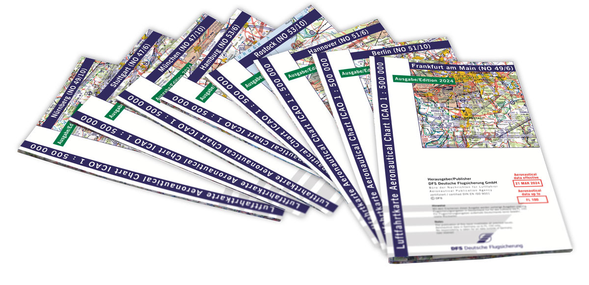  ICAO-Karten-Set Deutschland 1:500.000, Komplettsatz Motorflug (Ausgabe 2024)-Vorbestellung 