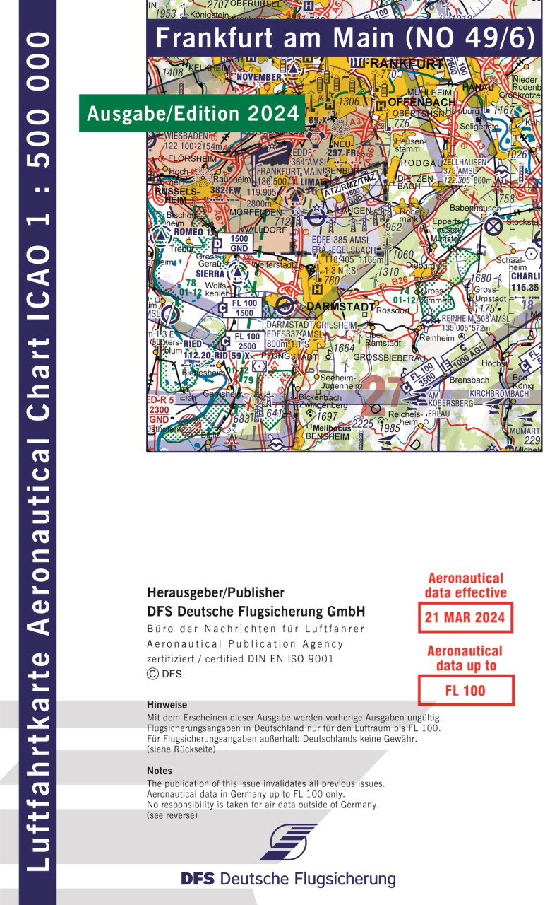  ICAO-Karte, Blatt Frankfurt (Ausgabe 2024), Motorflug 1:500.000 
