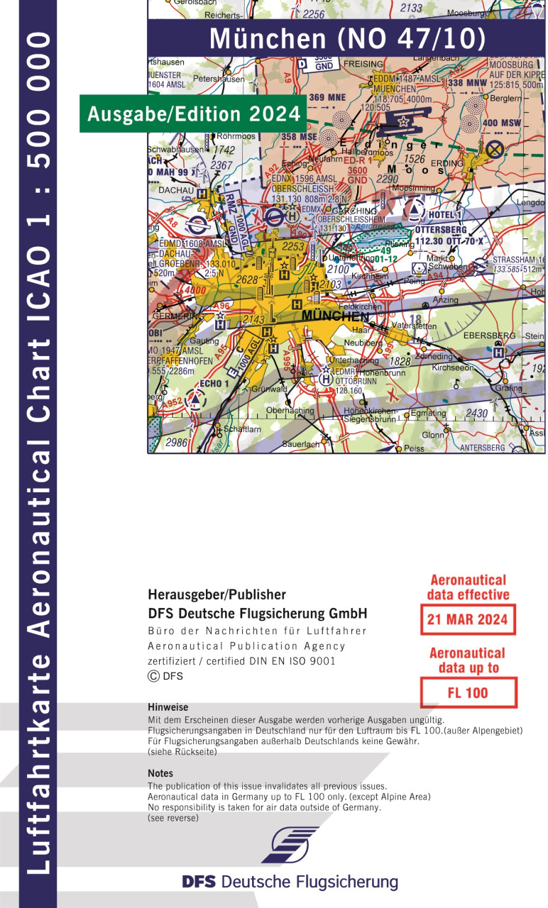  ICAO-Karte, Blatt München (Ausgabe 2024), Motorflug 1:500.000 